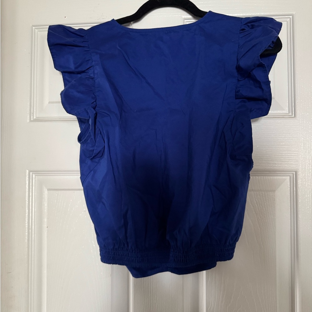 Express Royal Blue Ruffled Blouse - Picture 3 of 4